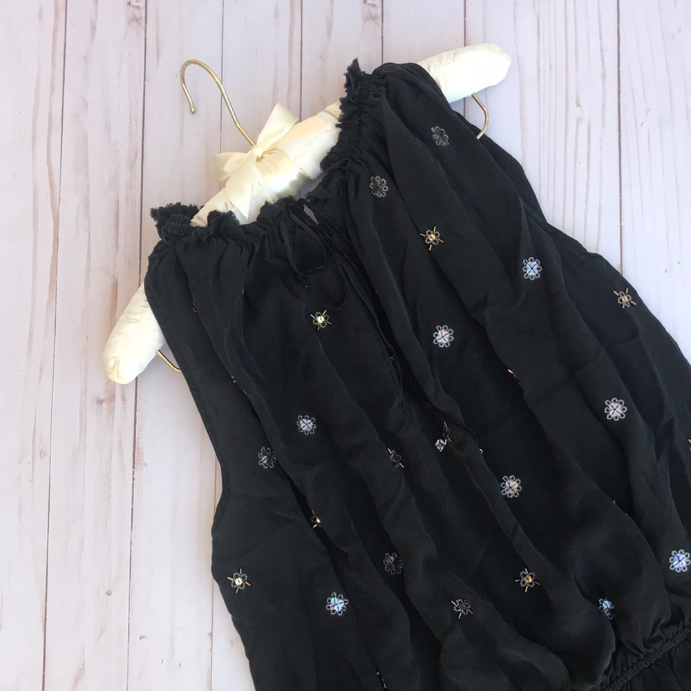 Express black beaded High Neck Blouse Sz M